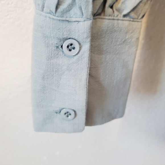 NWT White Fox Not So Subtle Runched Button Up Mini Dress in Sea Mist Small - Picture 9 of 9